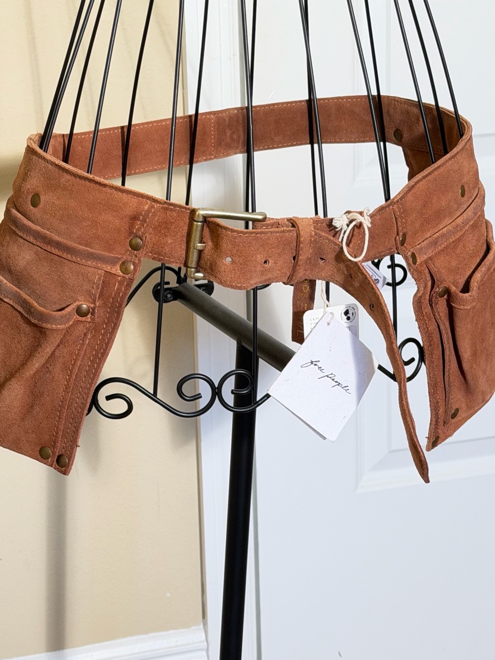 Free People Suede Bag Belt Brass-Tone Buckle - Rust Color BrandNew Adjustable
